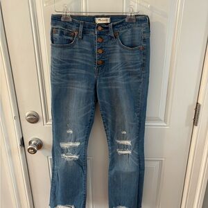Madewell Blue Distressed Ankle Jeans